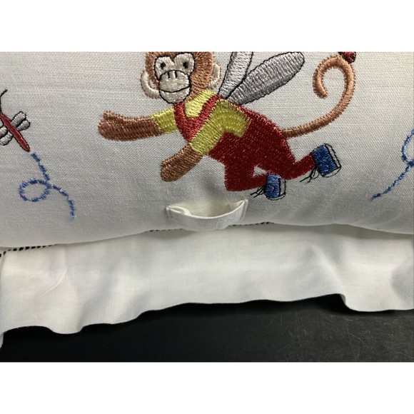 Tooth Fairy Pillow Embroidered Monkey & Dragonflies/Fireflies Ivory Pocket - Picture 3 of 11